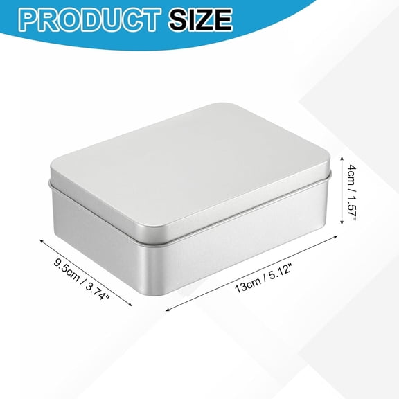 BDIUA-Metal Tin Box, 5.1 x 3.7 x 1.6 Inch Rectangular Storage Tin Box with Lid Portable Tinplate Container for Home Organizer Crafts Gifts Keys Cookies Cards Candles Storage