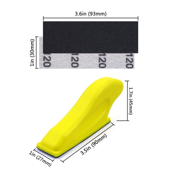 BDIUA-Micro Sander Tool, Detail Finger Sander for Crafts, 80 PCS Wet Dry Sandpaper 80 120 150 180 240 320 400 600 Grit + 3.5 x 1 Mini Handle Sanding Block for DIY, Wood, Metal and Narrow Spaces