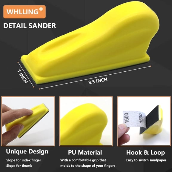 BDIUA-Micro Zip Detail Sander 70PCS Sandpaper-Grit 400 600 800 1000 1500 2000 3000, 3.5x 1Micro Sander Tool for Small Projects Wet Dry, Hook and Loop Detail Sander for Crafts and Woodworking