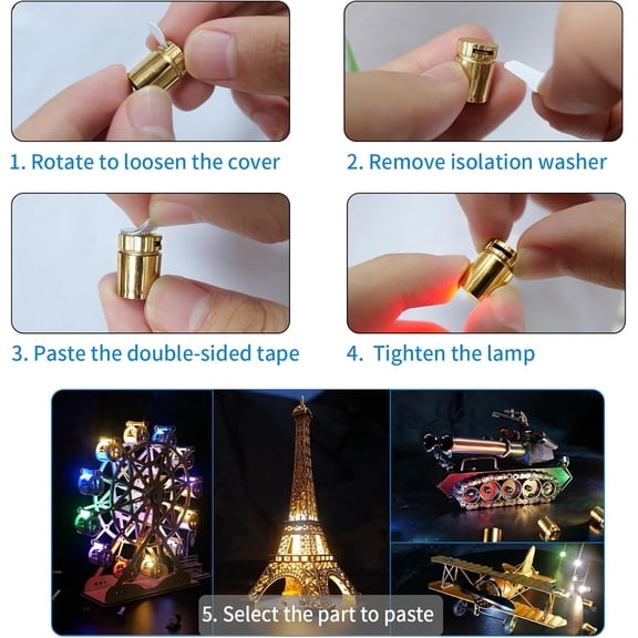 BDIUA-Mini LED Lights, 10 PCS Small Spotlight Battery Operated Tiny SMD Lamp for DIY Craft & Creative Decor. Perfect for Miniatures, Displays, and Custom Projects (Multi Color Changing, 10)