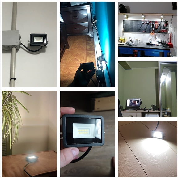 BDIUA-Miwat 10W LED Working Light, IP68 Waterproof Outdoor Floodlight with Plug for Garden Wall Background Basement Studio(3x2")