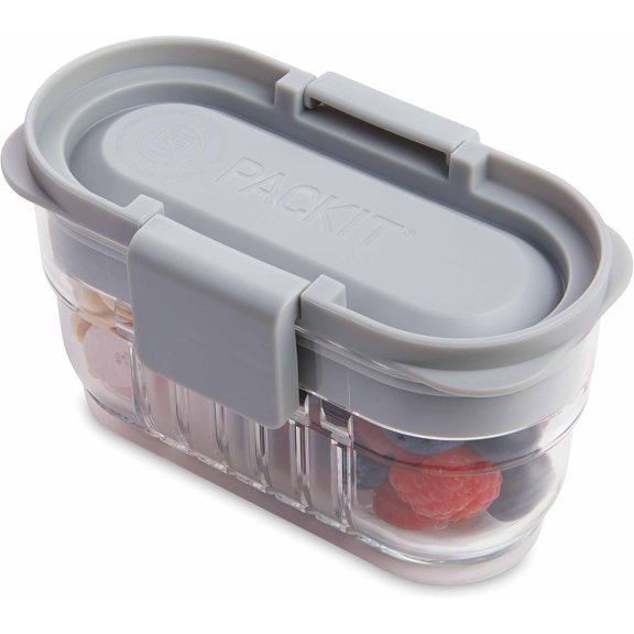 BDIUA-Mod Mini/Large Bento Food Storage Container, Mini, Steel Gray, Shatterproof Clear Base, with Leak-resistant Divider, Microwavable, Dishwasher Safe, Designed for Snacks (Mini) or Lunch (Large)