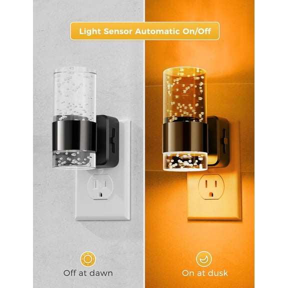 BDIUA-Night Light,Dimmable Night Lights Plug into Wall, Acrylic Nightlights with 0-100 LM Adjustable Brightness, Amber Plug in Night Light with Dusk to Dawn Sensor, for Bathroom Hallway