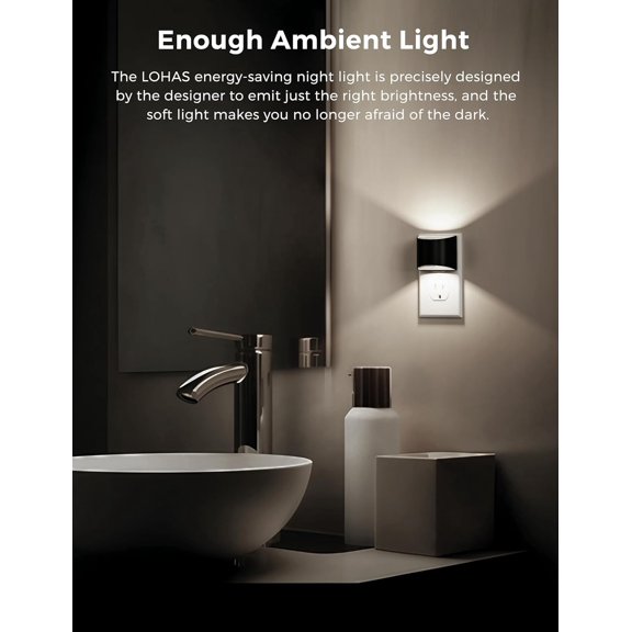 BDIUA-Night Lights Plug into Wall 2 Pack, Nightlight with Dusk to Dawn Sensor,3 Level Brightness Adjustable, 5000K Daylight White