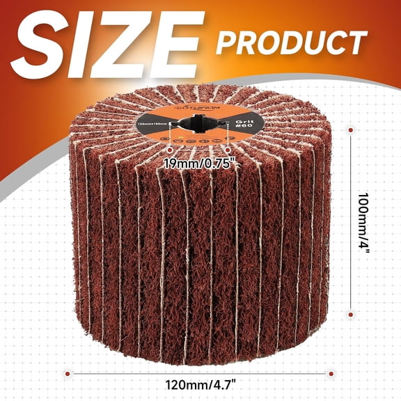 BDIUA-Non-Woven Wheel Surface Conditioning Tool, 60 Grit 120 x 100 x 19 mm Abrasive Drawing Polishing Wheel with Sandpaper for Wood Metal Burnishing Wheel 4.7"x 4"