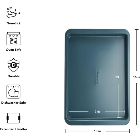 BDIUA-Nonstick Aluminized Steel Baking Sheet, Dishwasher Safe, Agave, 9x13 Inch