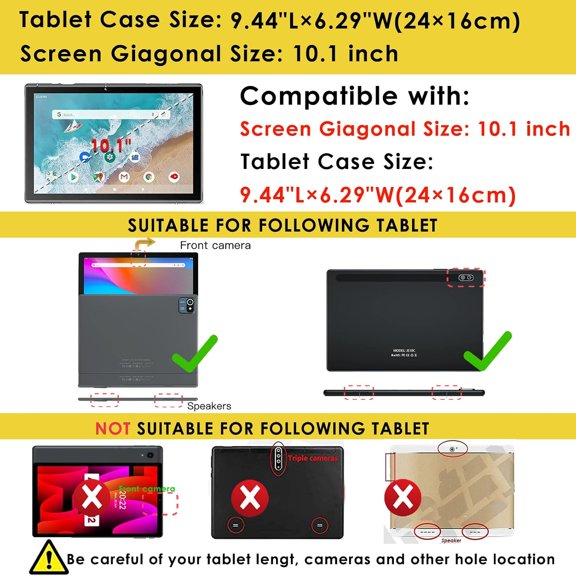 BDIUA-Okaysea 10.1 inch Silicone Tablet Case with Stylus Pen & Shoulder Strap, Moderness 10.1" Case, Soft Portable Protective Cover for QunyiCO 10.1, Azeyou Tab 6 10 inch, Orange Pink & Blue