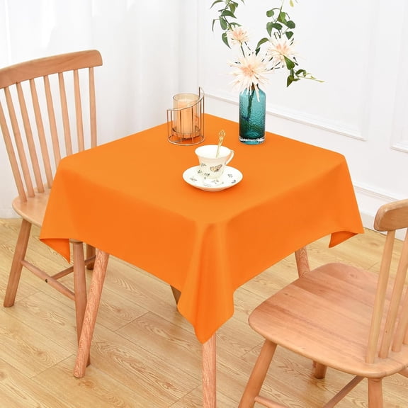 BDIUA-Orange Square Tablecloth 42x42 inch, Heavy Duty Polyester Fabric Table Cloth, Reusable Washable Solid Table Cover for Dining, Kitchen, Party, Wedding, Indoor Outdoor Tabletop Decoration
