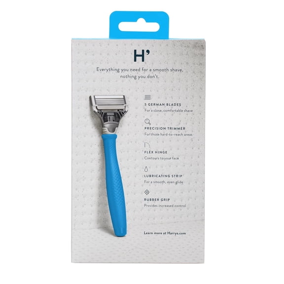 BDIUA-Original Razors for Men - Two 5-Blade Cartridges and 1 Razor Handle - German Engineered - Surf Blue Edition