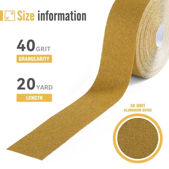 BDIUA-PSA Longboard Sandpaper 40 Grit Sandpaper Roll 20 Yard x 2-3/4 Wide Self Adhesive Stickyback Sandpaper for Woodworking,Automotive,Sanding Blocks