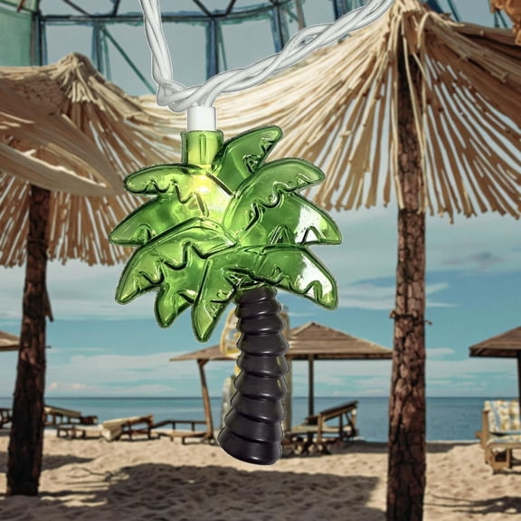 BDIUA-Palm Tree String Lights Outdoor, Summer Beach Themed Decoratives String Lights with 10 Palm Tree Patio Light, Plug in Indoor Fairy Lights for Outdoor Indoor Beach Tropical Party Bedroom Birthda