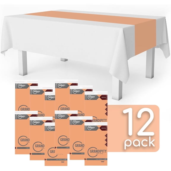 BDIUA-Peach 12 Pack Premium Disposable Plastic Table Runner 14 x 108 Inch. Table Runner for Dinner Parties & Events by