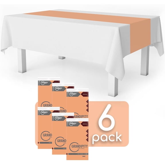 BDIUA-Peach 6 Pack Premium Disposable Plastic Table Runner 14 x 108 Inch. Table Runner for Dinner Parties & Events by