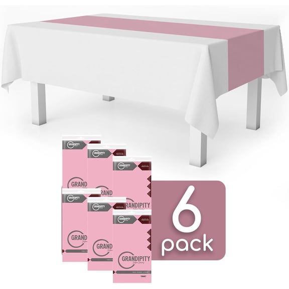 BDIUA-Pink 6 Pack Premium Disposable Plastic Table Runner 14 x 108 Inch. Table Runner for Dinner Parties & Events by
