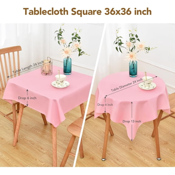 BDIUA-Pink Square Tablecloth 36x36 inch, Heavy Duty Polyester Fabric Table Cloth, Washable Solid Reusable Table Cover for Nightstand, Bedside Tables, End Tables Outdoor Indoor