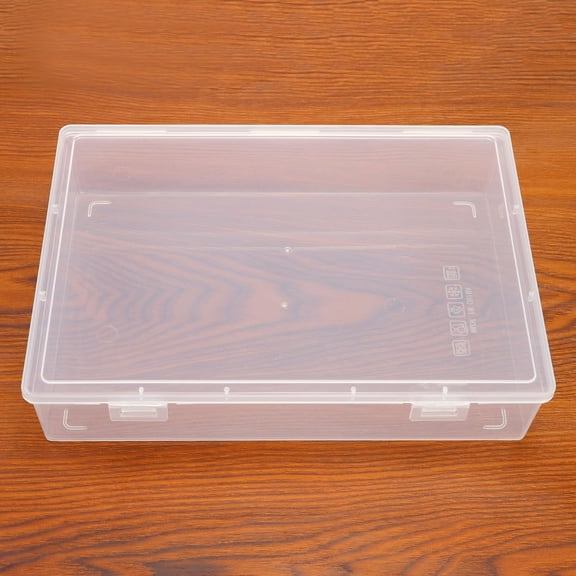 BDIUA-Plastic Storage Stackable Container Bin Organizer Box with Hinged Lid, 2 Pack 10.24"x7.48"x2" Multi-Purpose Clear Storage Case