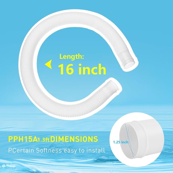 BDIUA-Pool Sand Filter Pump Hose - 1.25" Diameter Replacement Hose for Above Ground Pools Compatible with Pump Sand Filter and Saltwater Systems (White -2 Pack)
