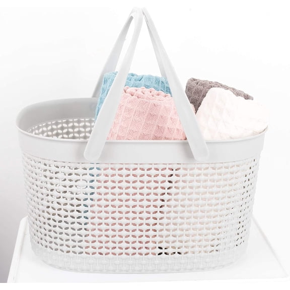 BDIUA-Portable Shower Caddy Basket, Plastic Organizer Storage Tote with Handles for Bathroom, College Dorm, Kitchen, Grey