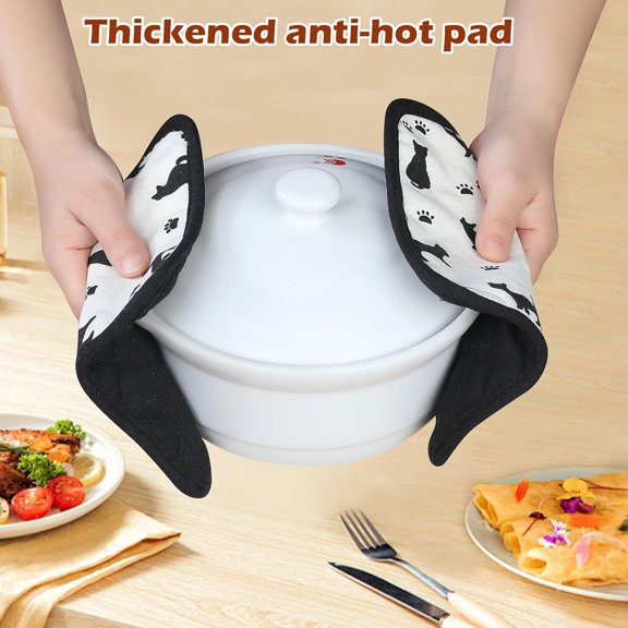 BDIUA-Pot Holders for Kitchen Hot Pads with Pocket Cat Pattern Design Potholders Kitchen Accessories Gifts for Cat Lovers
