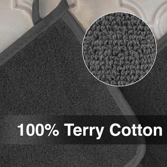 BDIUA-RITZ Terry Potholder & Hot Pad: Unparalleled Heat Resistant, Durable 100% Cotton Ergonomically Designed for Optimal Grip Easy-Care Machine Washable 4-Pack, Graphite