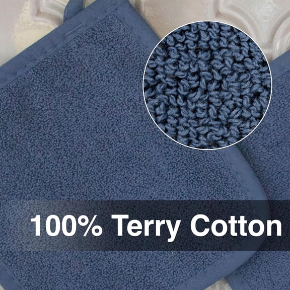 BDIUA-RITZ Terry Potholder & Hot Pad: Unparalleled Heat Resistant, Durable 100% Cotton Ergonomically Designed for Optimal Grip Easy-Care Machine Washable 4-Pack, Federal Blue