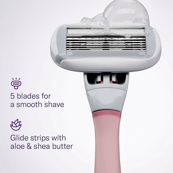 BDIUA-Razors for Women, 1 Razor (Rose) Handle, 1 Razor Blade Refill, and 1 Shower Holder