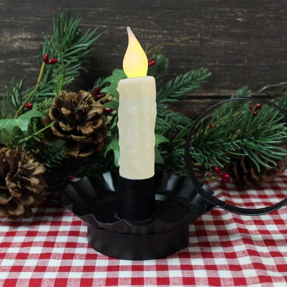 BDIUA-Real Wax Hand Dipped Battery Operated LED Timer Taper Candles Country Primitive Flameless Lights Dcor, 4-3/4 Inch, Ivory, 2 PCS in a Package