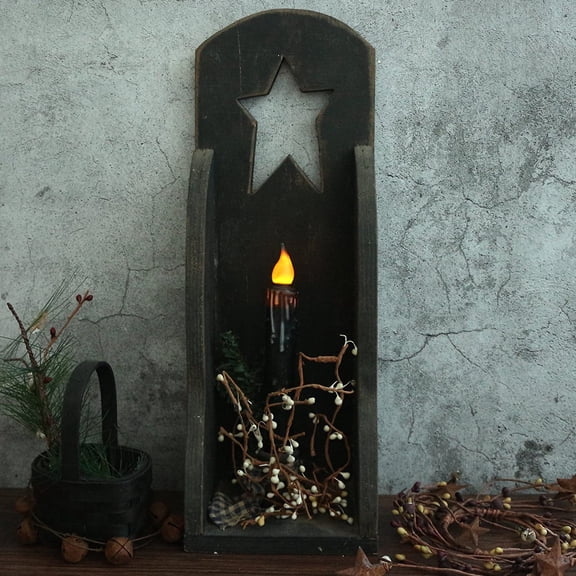 BDIUA-Real Wax Hand Dipped Battery Operated LED Timer Taper Candles Country Primitive Flameless Lights Dcor, 6-3/4 Inch, Matt Black, 2 PCS in a Package