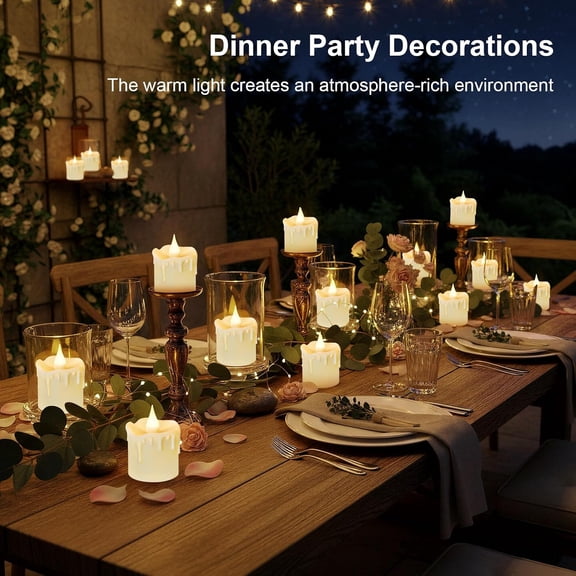 BDIUA-Rechargeable Flameless LED Tea Lights Candles with Remote Control and Timer, Flickering Electric Candle Lights with USB Charging Base, Battery Operated for Home Wedding Table Centerpieces Decor