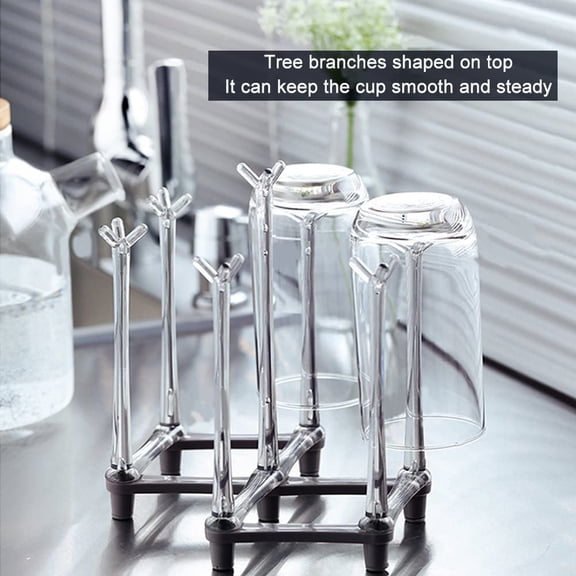 BDIUA-Retractable Cup Drying Rack, Drinking Glass and Sports Bottle Drainer Stand, Plastic Bag Dryer with Non-Slip Bottom for Kitchen Countertop, 2p
