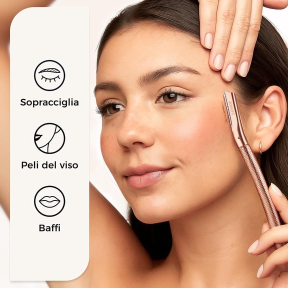 BDIUA-Rose Gold Eyebrow Razor with 10 PCS Replacement Blades