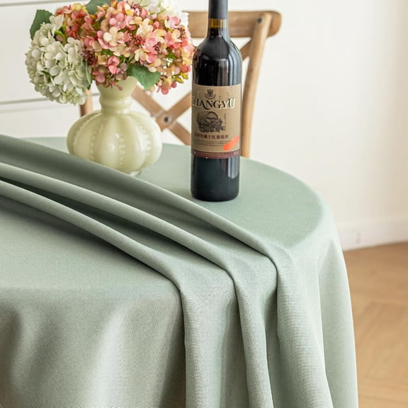 BDIUA-Sage Green Round Tablecloth 60 inch, Waterproof Linen Textured Table Cloth Washable Wrinkle-Free Farmhouse Rustic for Summer Outdoor Party Wedding Dining Patio