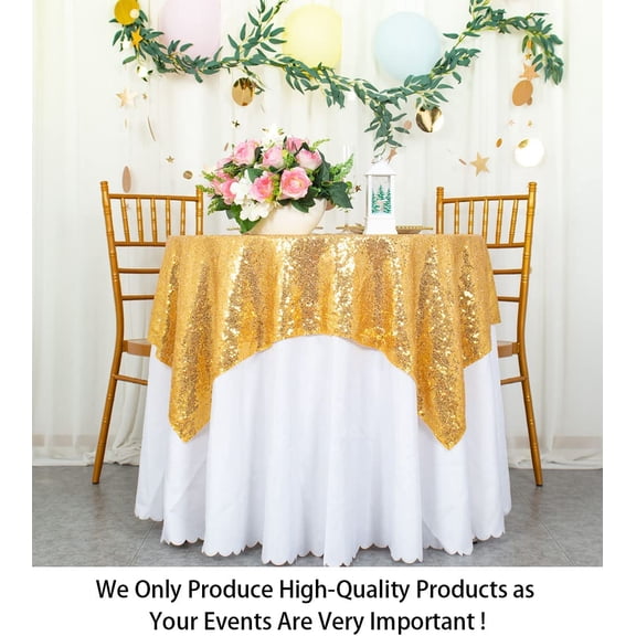 BDIUA-Sequin Tablecloth-Gold Sequin Table Overlay and Sequin Tablecloth/Linen for Wedding/Party/Event/Decoration-Gold (36inx36in)