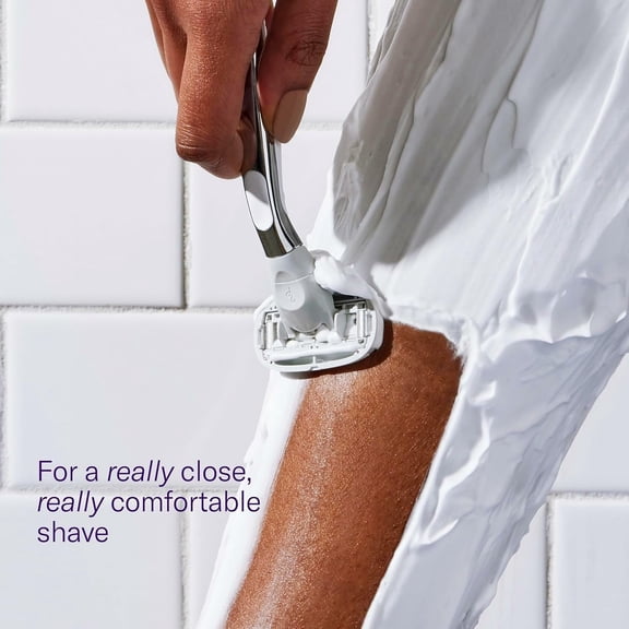 BDIUA-Shaving Razor Set for Women - Razor Handle, 4 Razor Blade Refills, Shower Holder - Chrome