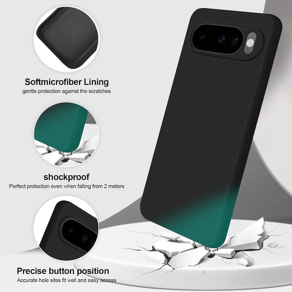 BDIUA-Silicone Case Compatible with Google Pixel 10/10 Pro, Full Body Silky Soft Touch Phone Case with Camera Protection, Shockproof Cover with Microfiber Lining, Black