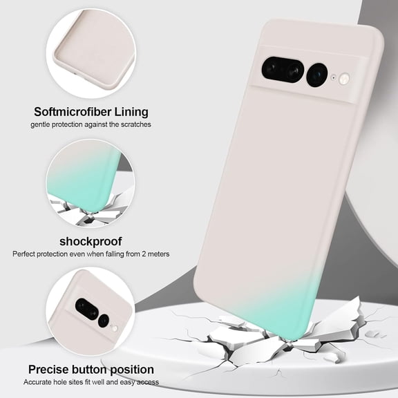 BDIUA-Silicone Case Compatible with Google Pixel 7 Pro, Full Body Silky Soft Touch Phone Case with Camera Protection, Shockproof Cover with Microfiber Lining, Off White