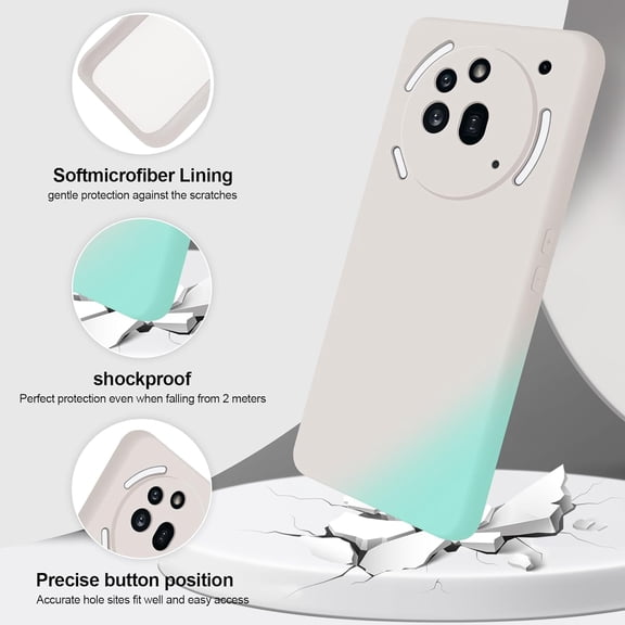 BDIUA-Silicone Case Compatible with Nothing Phone 3a Pro, Full Body Silky Soft Touch Phone Case with Camera Protection, Shockproof Cover with Microfiber Lining, Off White