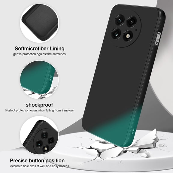 BDIUA-Silicone Case Compatible with Oneplus 13, Full Body Silky Soft Touch Phone Case with Camera Protection, Shockproof Cover with Microfiber Lining, Black