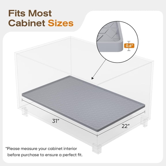BDIUA-Silicone Waterproof Under Sink Mat 31" x 22", Drip Tray and Cabinet Liner for Kitchen and Bathroom, Prevents Water Damage and Organizes Cabinets (Light Blue)