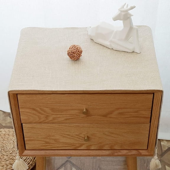 BDIUA-Simple Bedside Table Cover Cloth nightstand Tablecloth Cover Small Square Tablecloth Suitable for end Table Side Table Cabinet (15.7 * 35.4 inches,Beige)