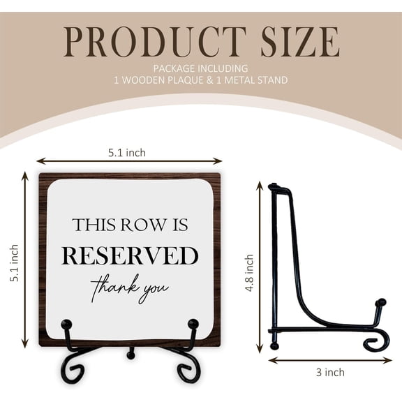 BDIUA-Skip Tiger Reserved Row Sign For Wedding,This Row Is Reserved Wooden Desk Sign,Reserved Seating Table Wooden Plaque With Stand,Wedding Reserved Decorativesignage For Chair,5x5 Inch