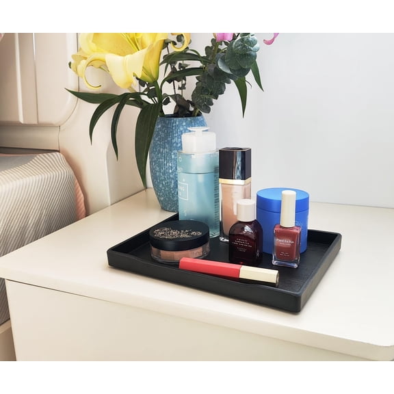 BDIUA-Small Black Serving Tray (9.5 x 7 inch) | for Serving Accessory, Spa, Coffee, Drinks, Wine, Tea, Bar, Party, Seasoning, Perfume and Display Use.