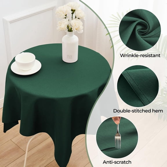 BDIUA-Small Dark Green Square Tablecloth 36 x 36 Inch - 200 GSM Polyester Fabric Wrinkle Resistant Washable Table Cloth, Solid Color Table Cover for Nightstand, End Tables and Outdoor Use