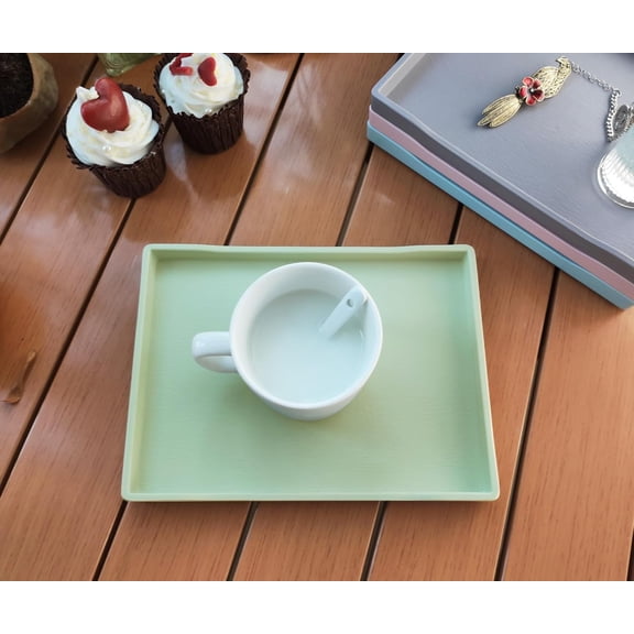 BDIUA-Small Green Mini Serving Tray (8.5 x 6.3 inch) | for Serving Accessory, Spa, Coffee, Drinks, Wine, Tea, Bar, Party, Seasoning, Perfume or Display Use.