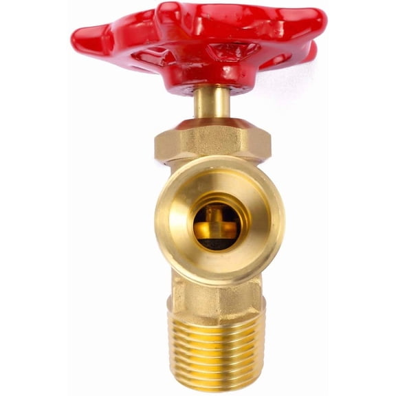 BDIUA-Solid Brass Backyard 65 Degree Elbow Stop Valve Hose Bibb Solder NPT 1/2" Male Thread to MHT 3/4" Inch Male Threaded Garden Hose Connector Adapter Water Shut-Off Valve Faucet