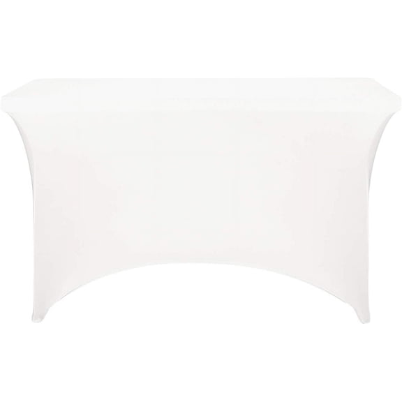 BDIUA-Spandex Fitted Stretch Table Cover for 4ft or 6ft or 8ft Folding Table, Rectangular Cocktail Tablecloth, Perfect for Party or Banquet (4FT White)