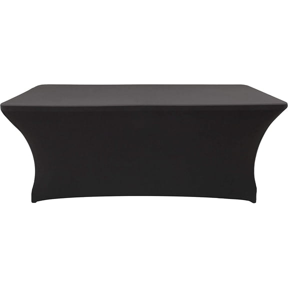 BDIUA-Spandex Fitted Stretch Table Cover for 6 ft or 4ft or 8ft Folding Table, Rectangular Cocktail Tablecloth, Perfect for Party or Banquet (6FT Black)