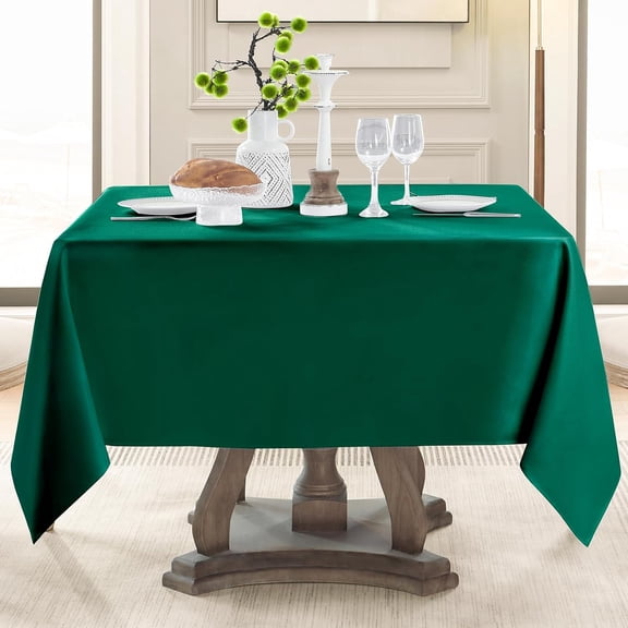 BDIUA-Square Tablecloth 52 x 52 Inch Dark Green Tablecloths Stain-Wrinkle Resistant Washable Polyester Table Cloths for Holiday, Buffet Parties,and Wedding 1pack