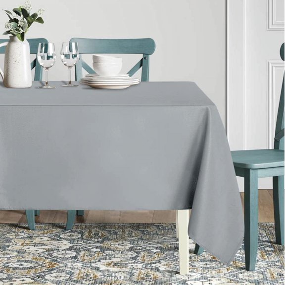 BDIUA-Square Tablecloth - 70 x 70 Inch - Stain and Wrinkle Resistant Washable Polyester Table Cloth, Decorative Fabric Table Cover for Dining Tables, Buffet Parties and Camping, Silver Grey