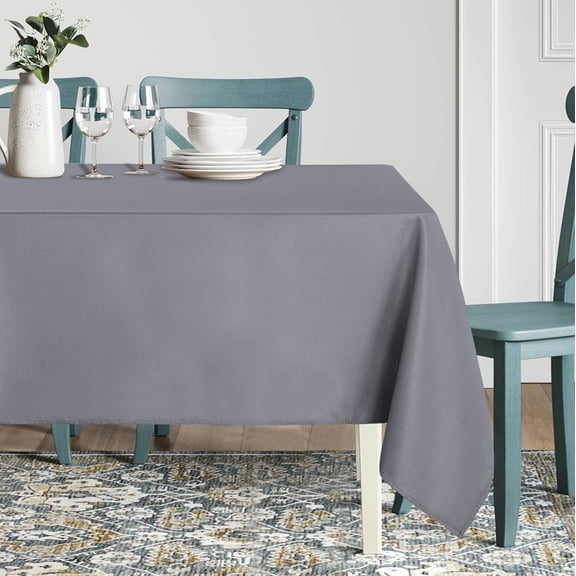 BDIUA-Square Tablecloth - 70 x 70 Inch - Water Resistant Spill Proof Washable Polyester Table Cloth, Decorative Fabric Table Cover for Dining Tables, Buffet Parties and Camping, Light Grey